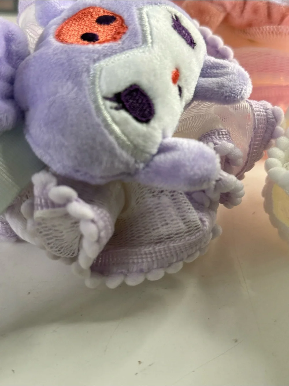 Sanrio Plush Character Kids Loofah Sponge.- Pink, Purple & White. New!
